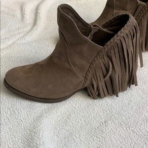 Ankle Fringed Booties Faux suede